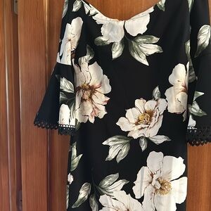 Off the shoulder, floral dress.